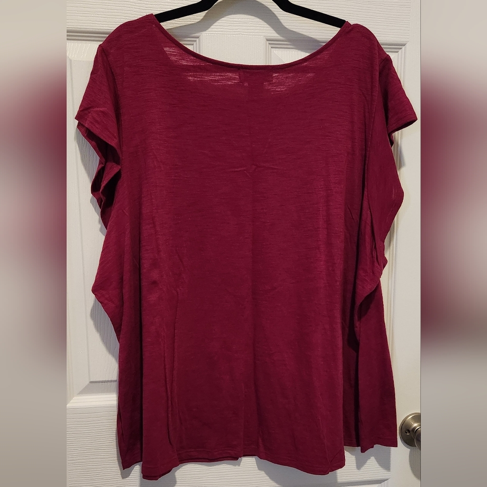 Liz Claiborne Burgundy Blouse with Lace Accents - Picture 3 of 3